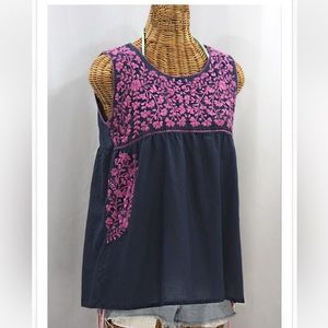 Siren embroidered peasant blouse top large